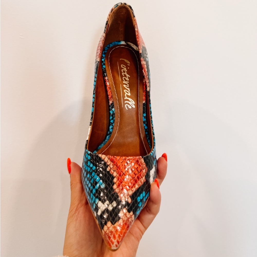 L'INTERVALLE: High Heel Pumps Pink & Aqua Python